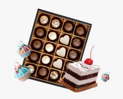 巧克力蛋糕海报七夕情人节巧克力蛋糕插画高清图片