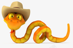 带牛仔帽的黄色蛇素材