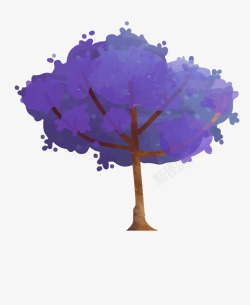 卡通手绘紫色的大树素材