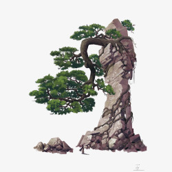 电子游戏游戏中的石头树高清图片