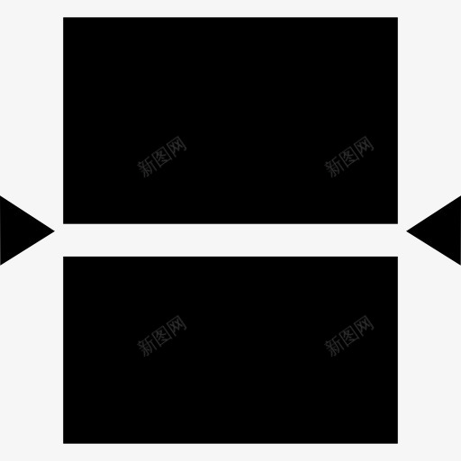两个相等的矩形的箭头指向中心图标png_新图网 https://ixintu.com 一半 两个界面 中心指出 中间的仪表板界面 平等的 箭 长方形