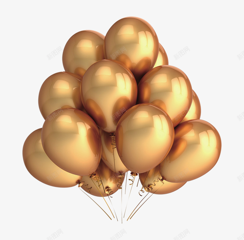 金色大气气球装饰图案png免抠素材_新图网 https://ixintu.com 免抠PNG 大气 气球 装饰图案 金色