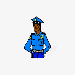 卡通穿制服背手站立的保安形象素材