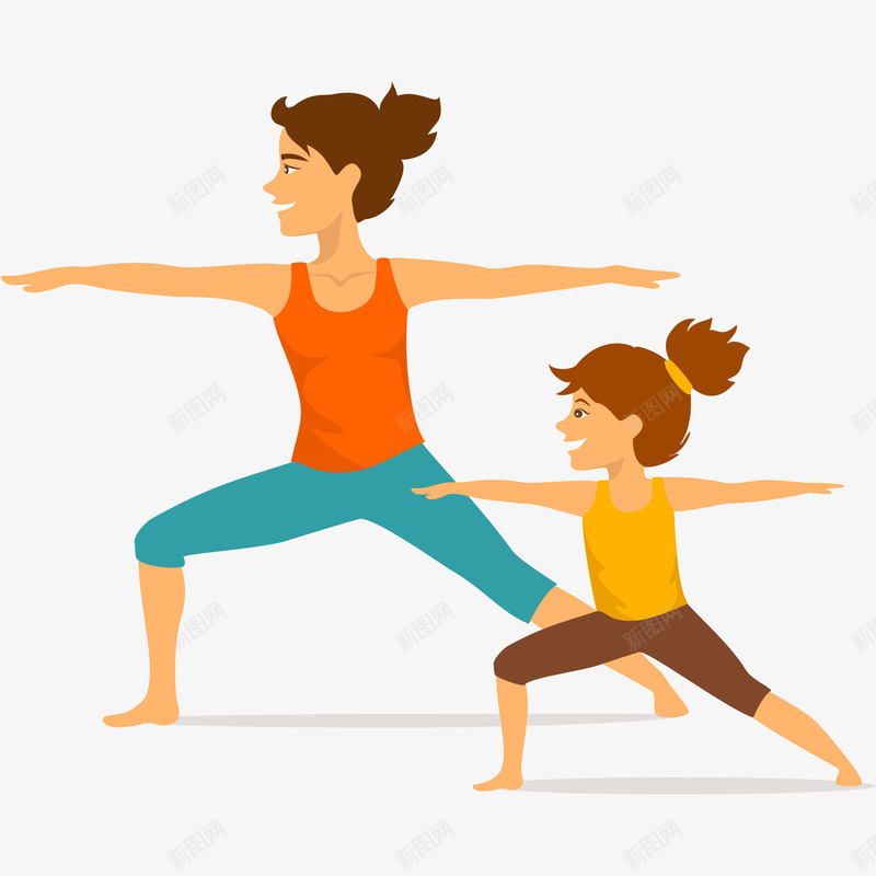 妈妈和女儿做瑜伽插画矢量图ai免抠素材_新图网 https://ixintu.com 免抠PNG 女儿 妈妈和女儿做瑜伽插画 母亲 瑜伽 锻炼 矢量图