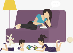 紫色的沙发紫色的沙发和看手机的人矢量图高清图片