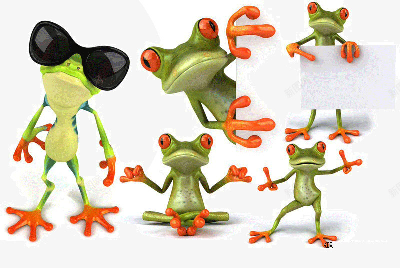 卡通小青蛙png免抠素材_新图网 https://ixintu.com 3D青蛙 卡通 姿势 青蛙