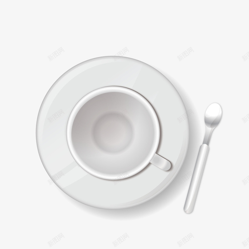 空的杯子矢量图ai免抠素材_新图网 https://ixintu.com 3D PNG免抠图下载 勺子 咖啡杯 装饰 餐具 矢量图