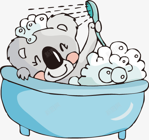 洗澡中的大象png免抠素材_新图网 https://ixintu.com 动物 卡通 大象 手绘