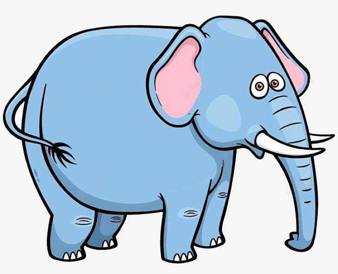 蓝色长鼻子大笨象png免抠素材_新图网 https://ixintu.com 免抠 卡通版 大笨象 大象 简笔画 蓝色 长鼻子