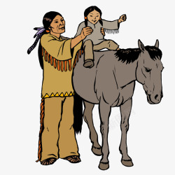 骑着马的小女孩素材