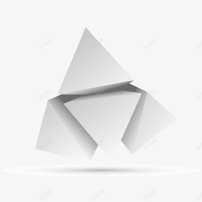 立体三角形图标png_新图网 https://ixintu.com 3D LOGO 创意 白色