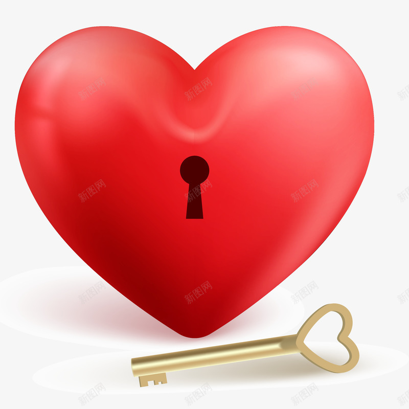 心锁和钥匙3D插画矢量图ai免抠素材_新图网 https://ixintu.com 心灵钥匙 心锁 心锁和钥匙3D插画 爱 爱情 矢量图 红心 钥匙