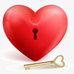 锁爱心锁和钥匙3D插画矢量图高清图片