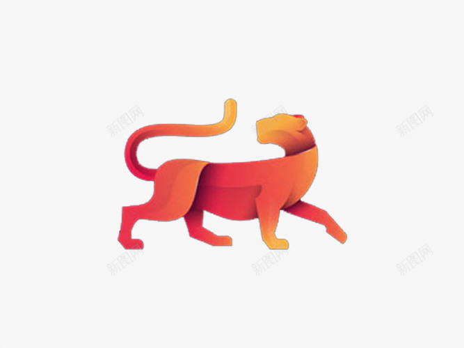 红橙色折纸动物图案图标png_新图网 https://ixintu.com logo设计 创意 大气