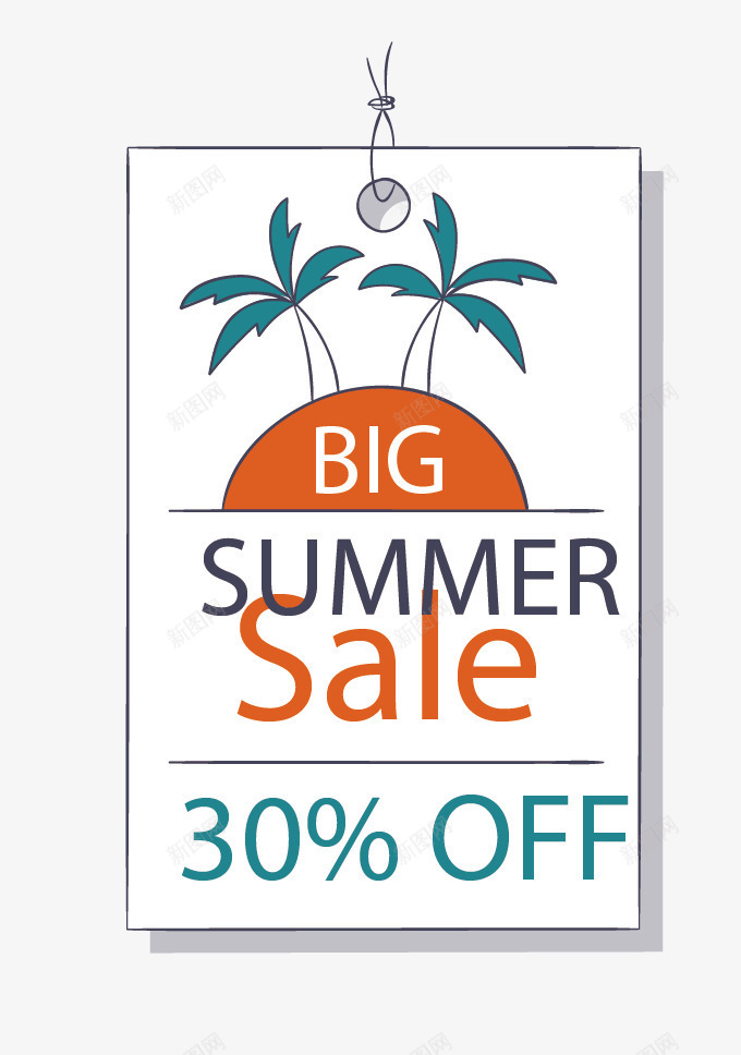 bigsummersalepng免抠素材_新图网 https://ixintu.com big sale summer 椰子树 矢量海报 矢量边框