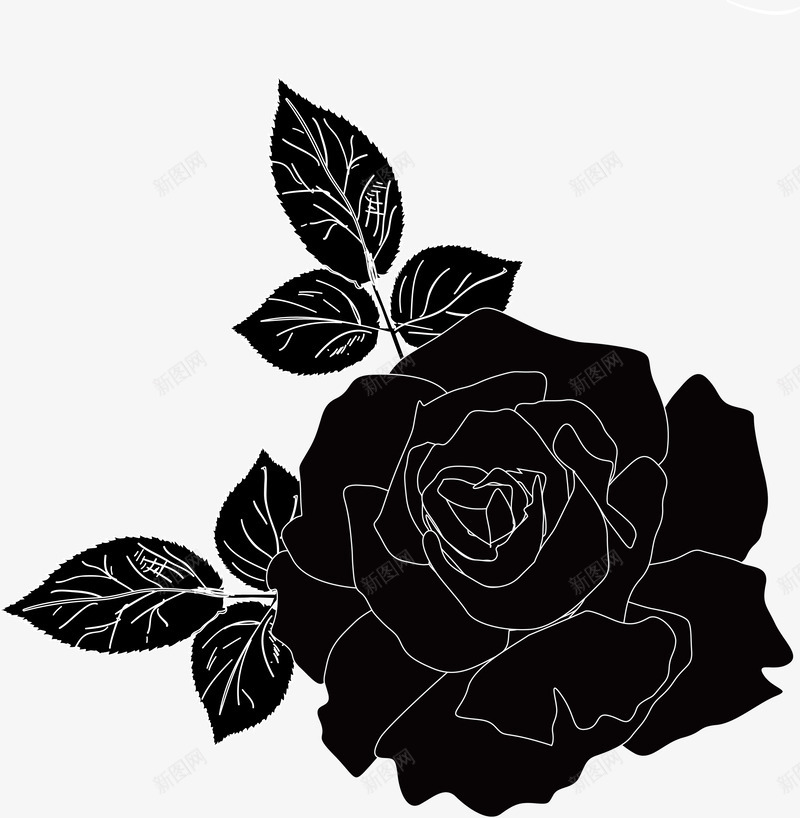 玫瑰花图标png_新图网 https://ixintu.com 卡通玫瑰 卡通玫瑰花 叶子 手绘玫瑰 植物 玫瑰线描图 玫瑰花 线描玫瑰 鲜花