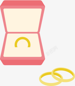 金戒指女戒红色婚礼戒指礼盒高清图片