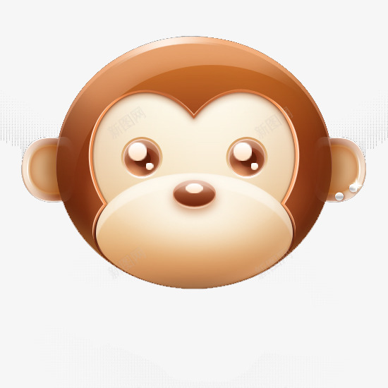 3D立体猴子png免抠素材_新图网 https://ixintu.com 3D 可爱 咖啡色 大脸猴 猴脸