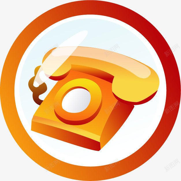 橙色电话图标矢量图ai_新图网 https://ixintu.com UI 卡通 手绘 手绘电话机 电话 矢量图
