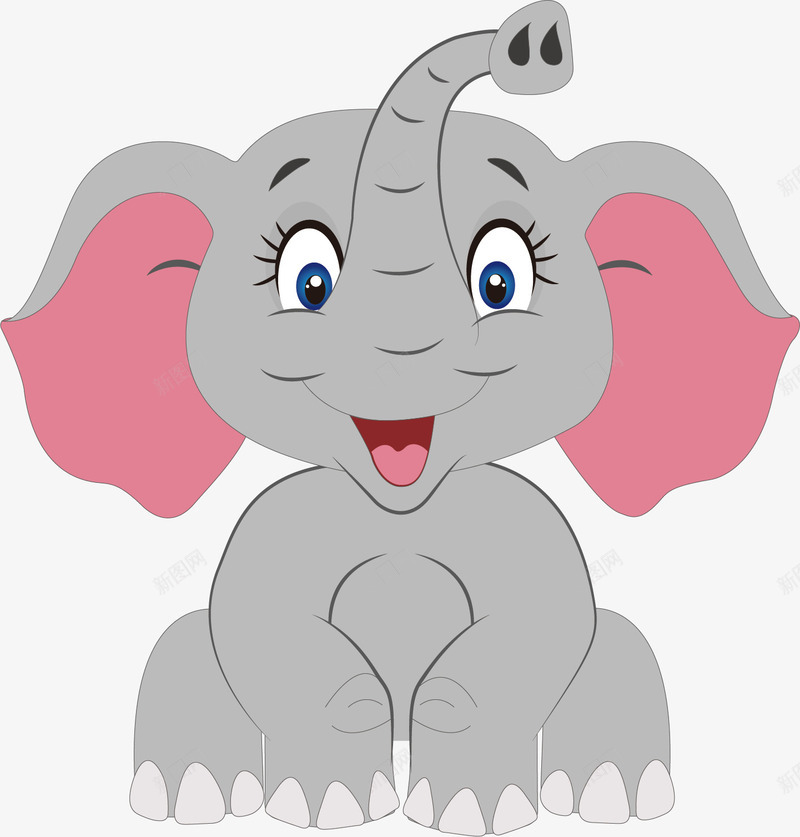 水彩灰色大象矢量图ai免抠素材_新图网 https://ixintu.com 动物 卡通 可爱 大象 开心 水彩 灰色 矢量图