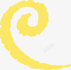 黄色不规则圆形流畅线条素材