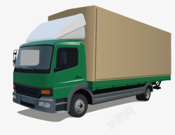 卡车送货绿色送货大卡车高清图片