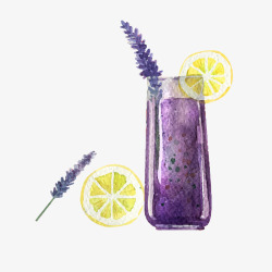 紫色手绘饮品素材