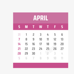 月历背景紫白色2019年4月日历矢量图高清图片