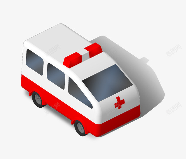 手绘救护车png免抠素材_新图网 https://ixintu.com 3d模型 卡通 小车 救护车 模型
