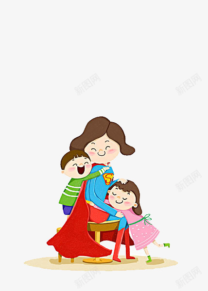 欢呼高兴的孩子png免抠素材_新图网 https://ixintu.com 两个孩子 免扣人物 抱着妈妈的孩子 欢呼高兴的孩子 超人妈妈