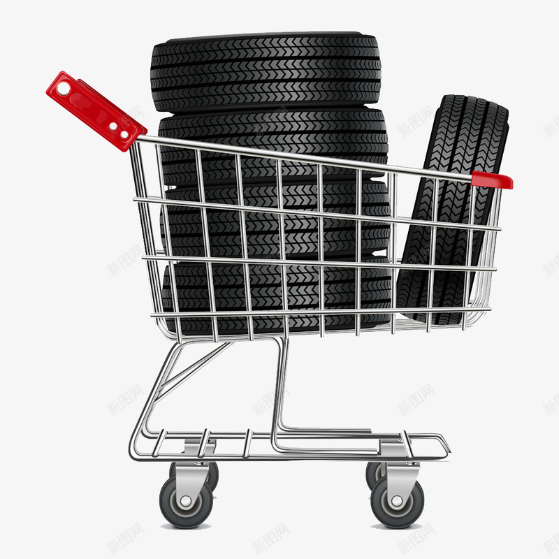 卡通手绘购物车里的轮胎png免抠素材_新图网 https://ixintu.com 交通工具 卡通手绘 购物车里的轮胎