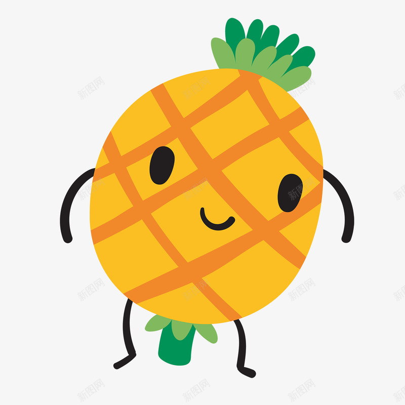 卡通可爱形象水果菠萝png免抠素材_新图网 https://ixintu.com 卡通 可爱 形象 水果 菠萝