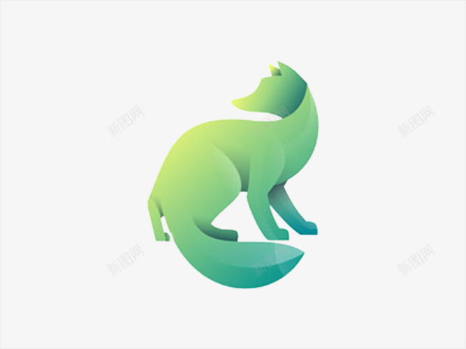蓝青色渐变动物回头图案图标png_新图网 https://ixintu.com logo设计 创意 大气