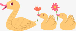 黄色小鸭子一对母亲节小鸭子妈妈高清图片