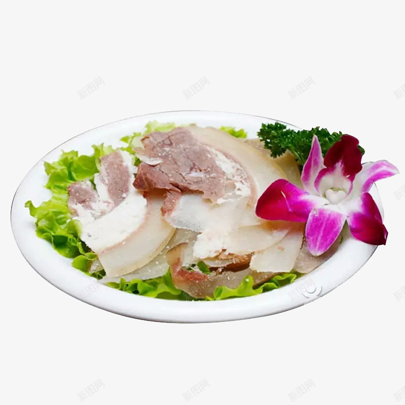 带皮牛肉png免抠素材_新图网 https://ixintu.com 牛肉 牛脸肉 美食 肉类 花朵 菜叶 蔬菜