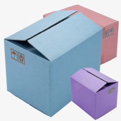紫色纸箱实物半开纸箱高清图片