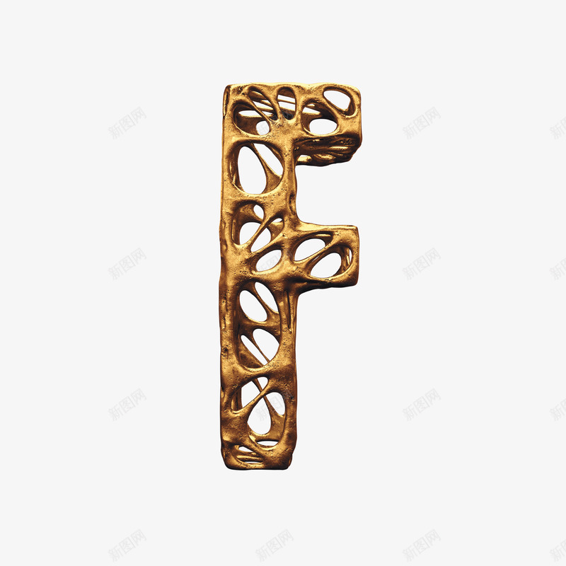 3D金属镂空字母Fpng免抠素材_新图网 https://ixintu.com 3D 字母 金属 金色 镂空