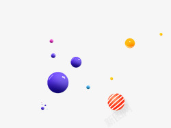 圆形紫色球条纹球球装饰素材
