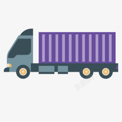 紫色货车紫色箱式货车卡通扁平车高清图片