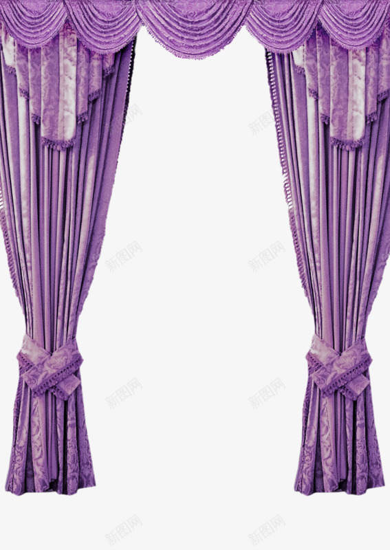 紫色窗帘png免抠素材_新图网 https://ixintu.com 帘布 幕布 手绘 窗帘