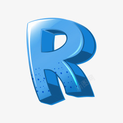 R字母的立体蓝色矢量图素材