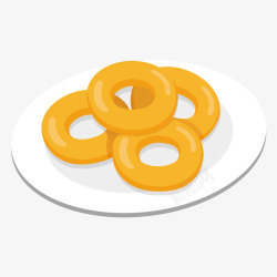 一盘黄色的甜甜圈矢量图素材
