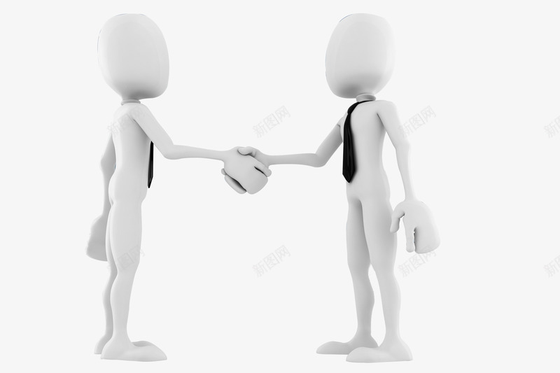 握手的两个3D小人png免抠素材_新图网 https://ixintu.com 创意 商业 商务 握手的两个3D小人 财经 金融