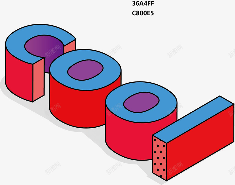 立体字cool矢量图ai免抠素材_新图网 https://ixintu.com 3D cool 立体 红蓝 矢量图