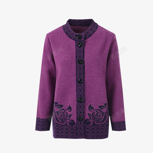 中年羊毛妈妈装png免抠素材_新图网 https://ixintu.com 外套 妈妈装 紫色 羊毛 长袖