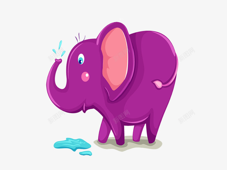 粉红色的象片png免抠素材_新图网 https://ixintu.com 动物背景图片 卡通手绘小象 大象喷水 长鼻子图片