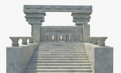 圆形希腊神庙灰色希腊石头楼梯神庙高清图片