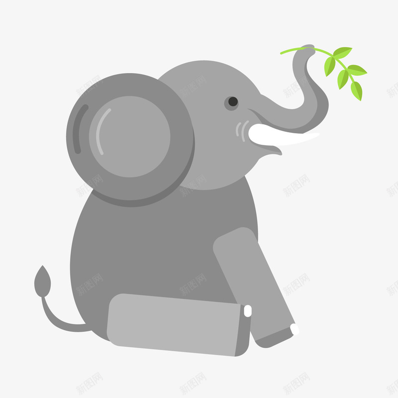 灰色坐着吃树叶的卡通大象矢量图ai免抠素材_新图网 https://ixintu.com 卡通大象 吃树叶 坐着 大象 灰色 灰色大象 绿色 矢量图