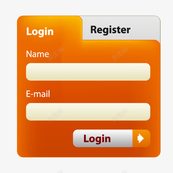 网页橙色登录框png免抠素材_新图网 https://ixintu.com UI 登录框 窗口 网页设计