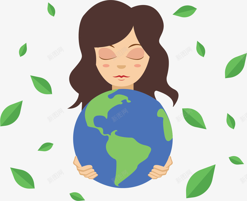 美丽抱着地球的女孩矢量图ai免抠素材_新图网 https://ixintu.com 地球 地球妈妈 地球日 地球母亲 抱着地球 矢量png 矢量图